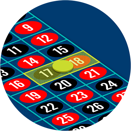 Split bet on line between 2 numbers.