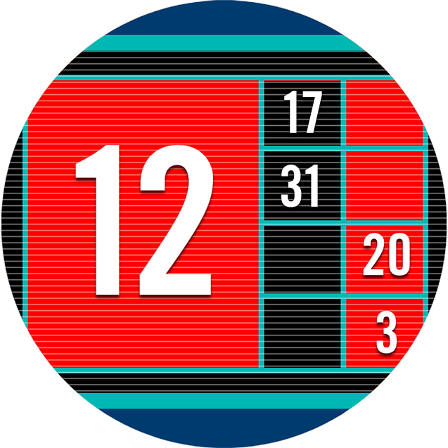 A tote board screen displays the most recent winning roulette numbers