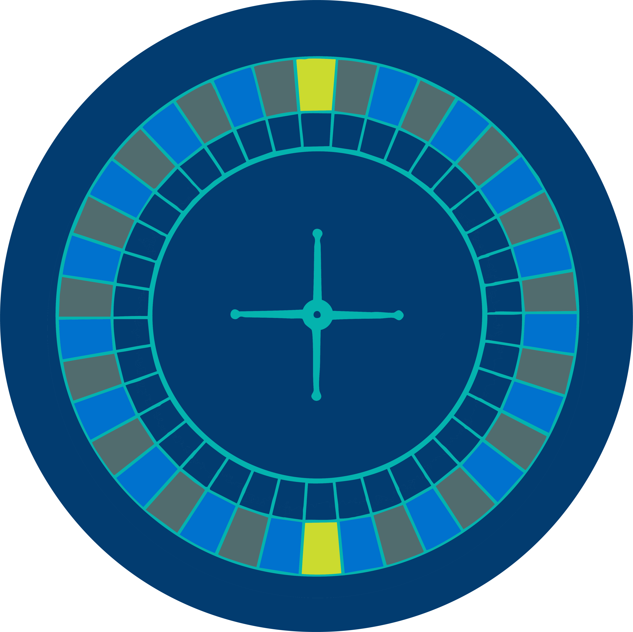 Roue de roulette américaine de 38 cases numérotées, y compris 0 et 00