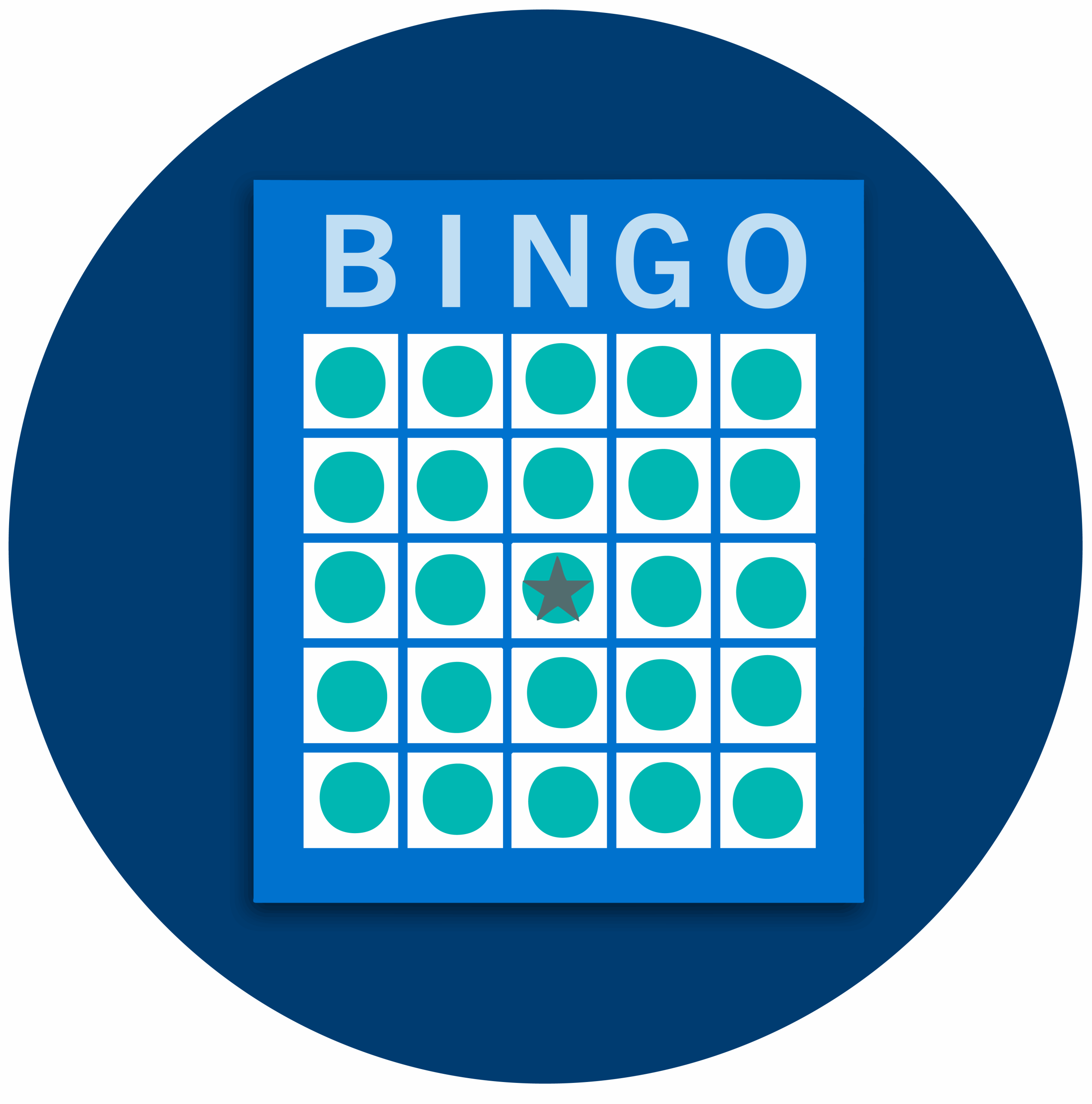 A Bingo card pattern showing all spaces covered.