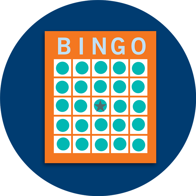 A Bingo card pattern showing all spaces covered.