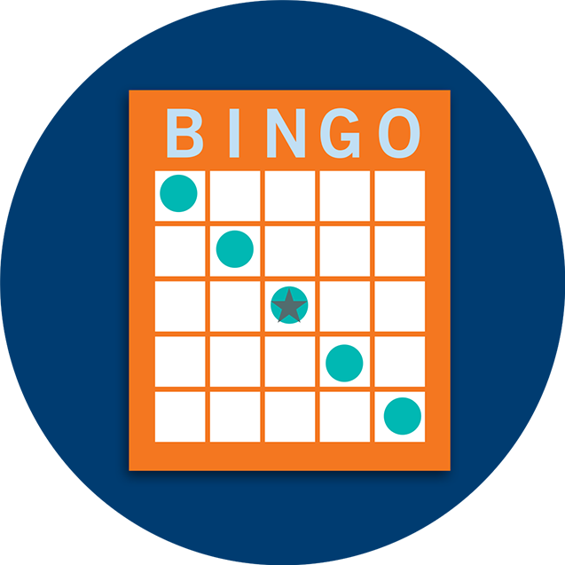 A Bingo card pattern showing a diagonal line.