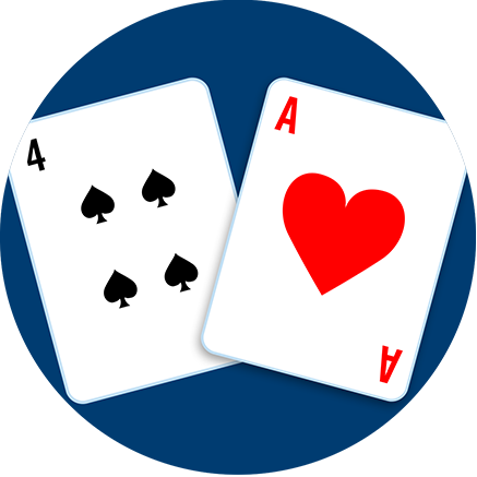 A four of spades and an Ace of hearts