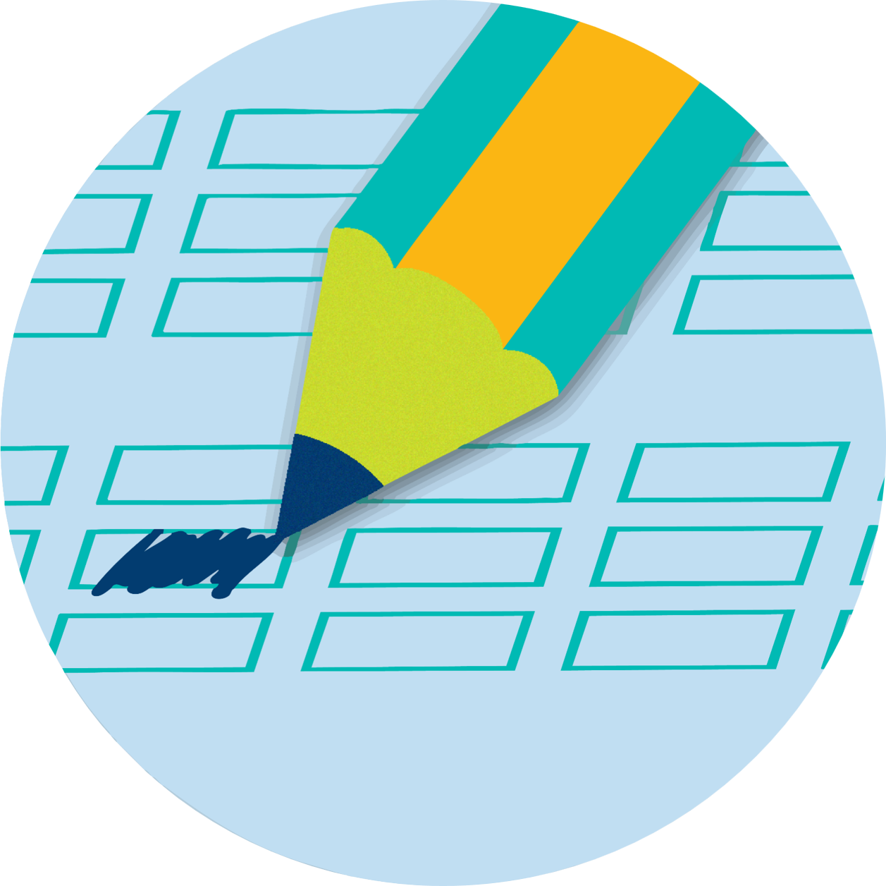 Crayon marquant un numéro sélectionné.