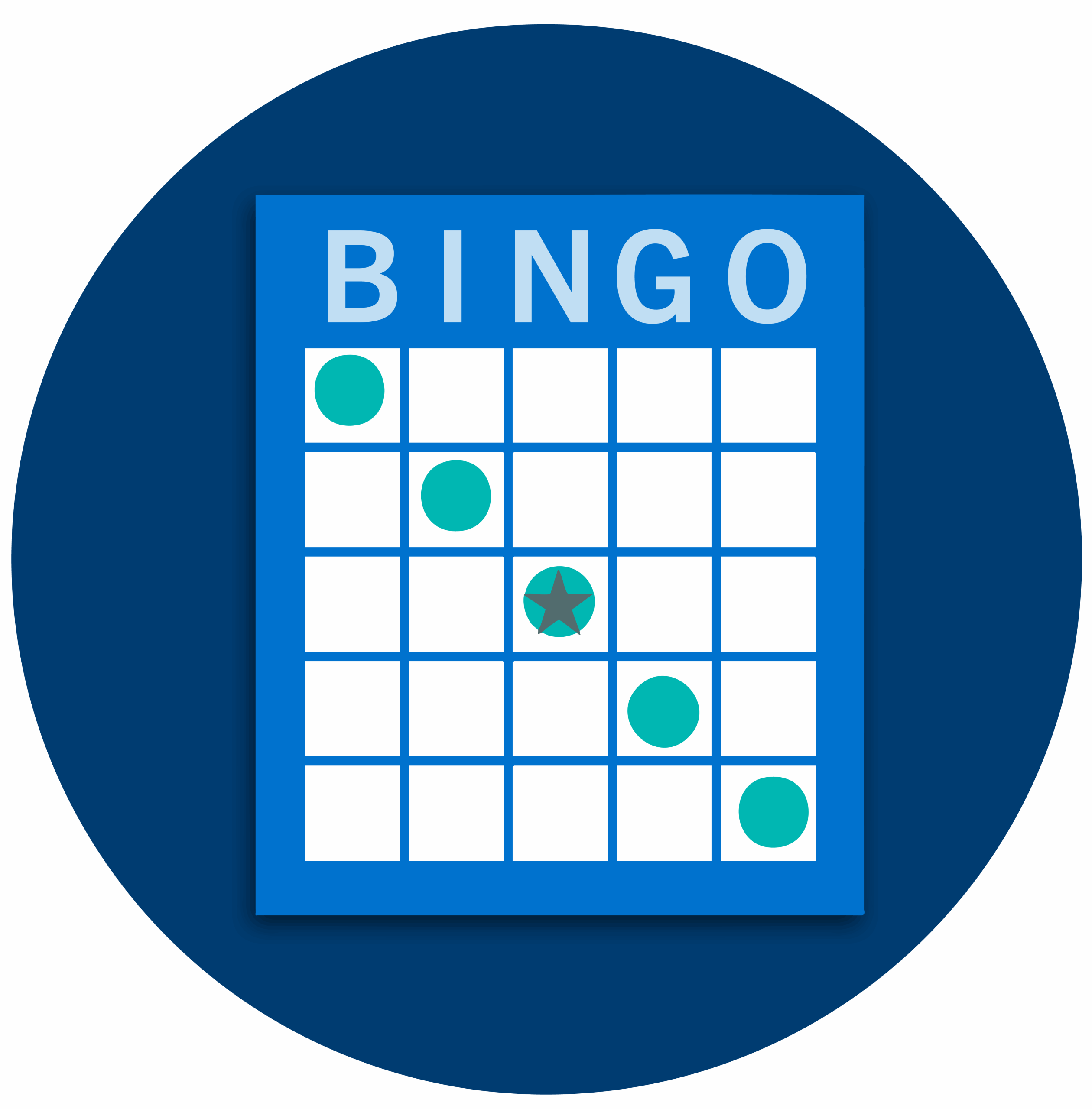 Carte de bingo montrant une combinaison en ligne diagonale.