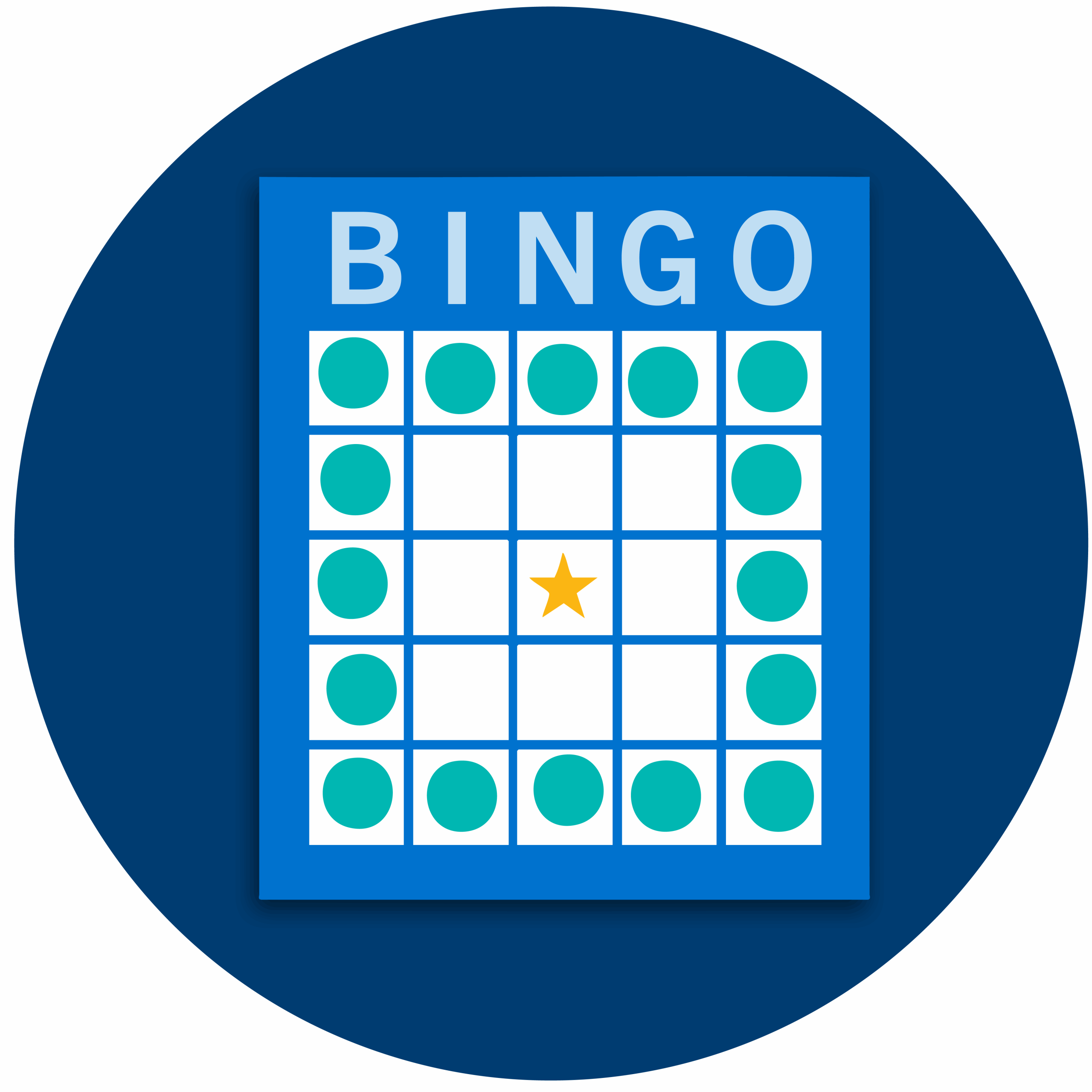 Carte de bingo montrant une combinaison en grand carré extérieur.