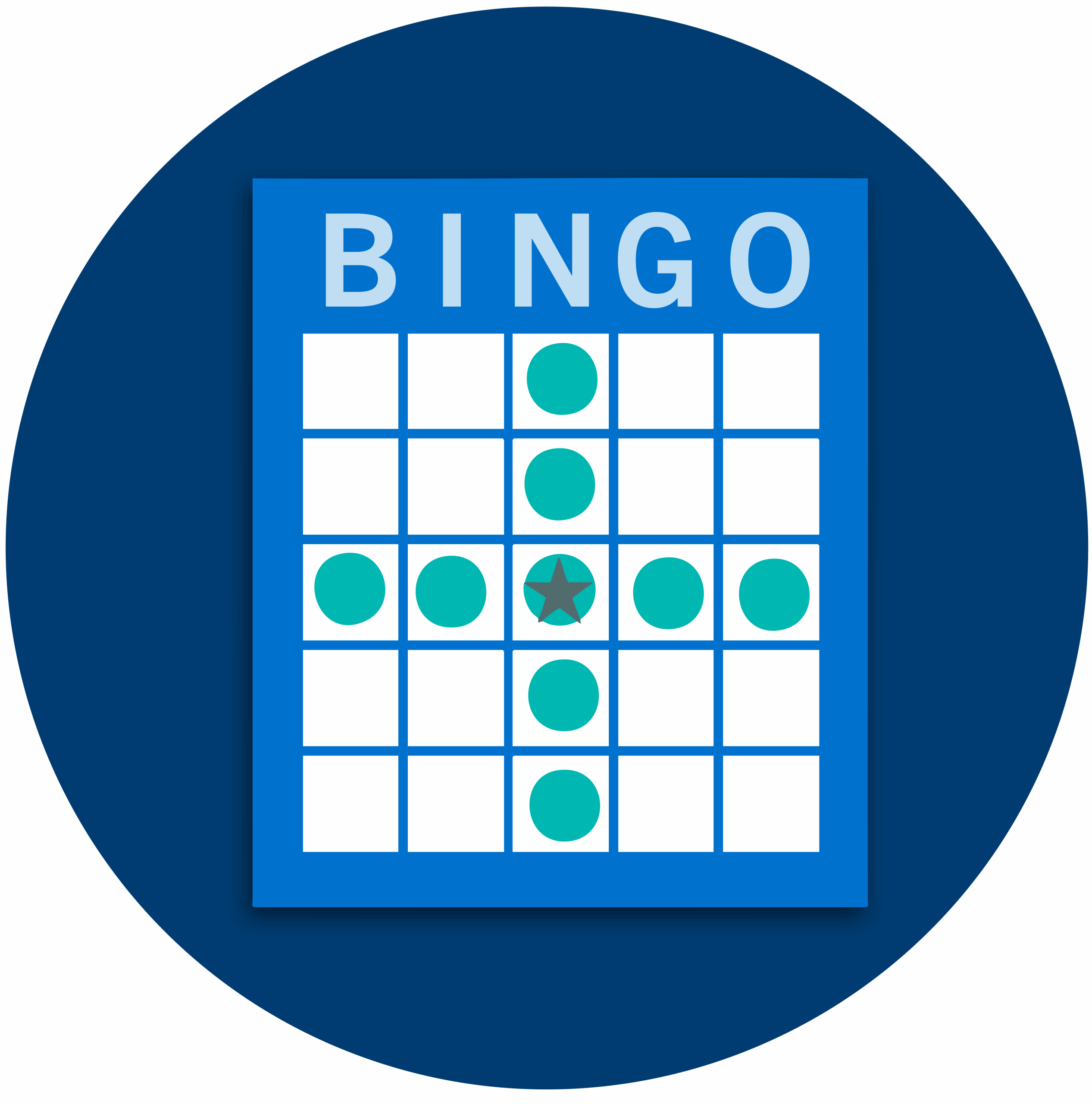 Carte de bingo montrant une combinaison en croix au centre.