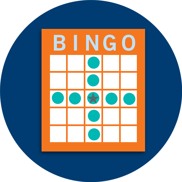 Carte de bingo montrant une combinaison en croix au centre.