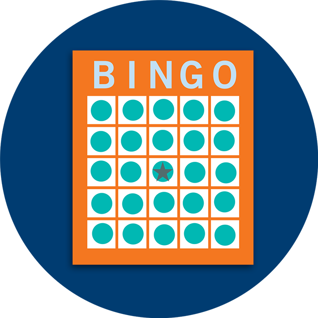 Carte de bingo montrant une combinaison où toutes les cases sont tamponnées