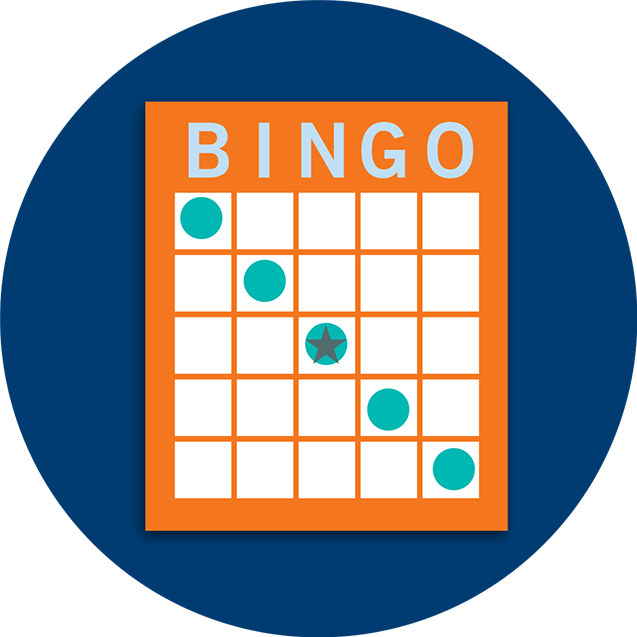 Carte de bingo montrant une combinaison en ligne diagonale.