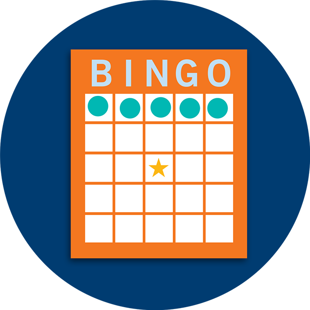 Carte de bingo montrant une combinaison en rangée horizontale.