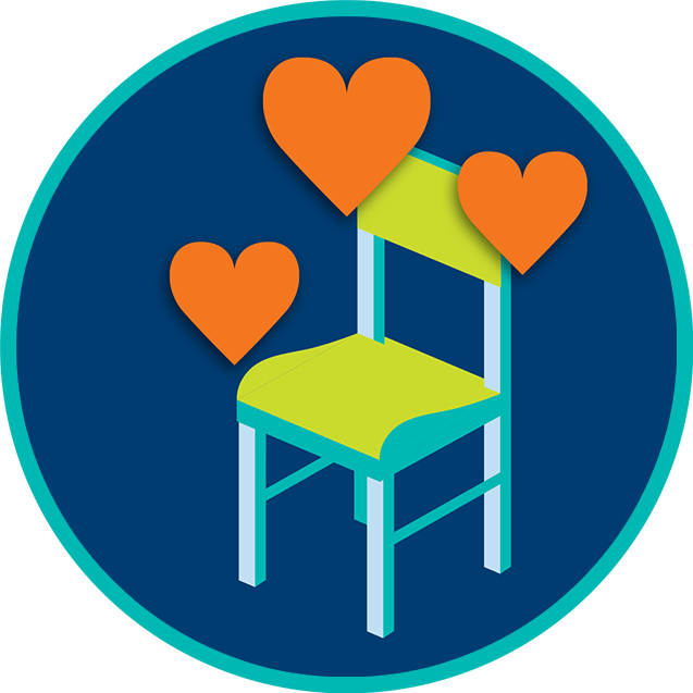 Hearts over a chair.