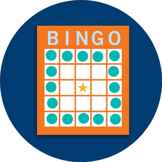 Carte de bingo montrant une combinaison en grand carré extérieur.