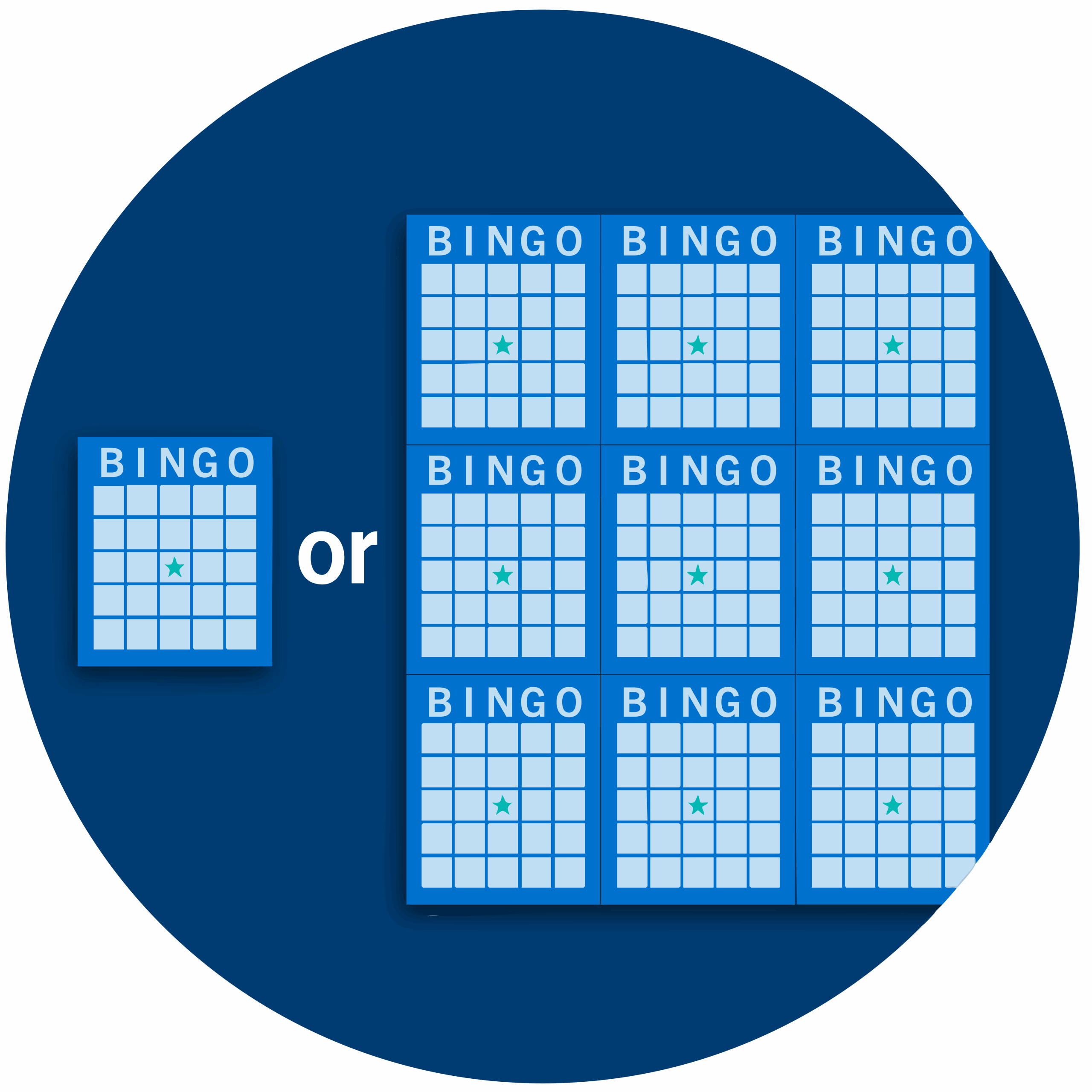 Carte de bingo individuelle et livret à 9 cartes de bingo