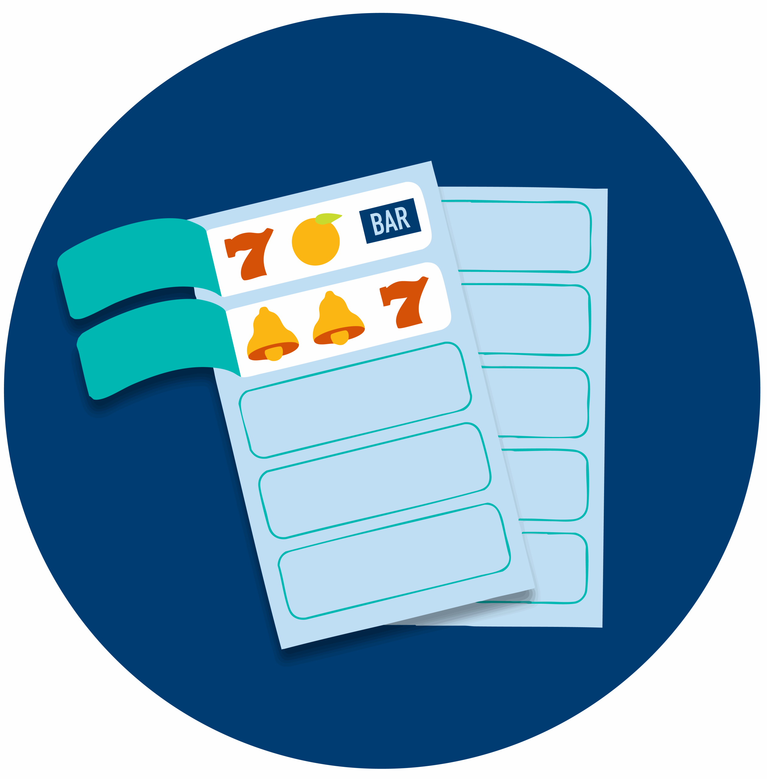 Deux billets à languettes; les deux premières languettes de l’un des billets sont ouvertes.