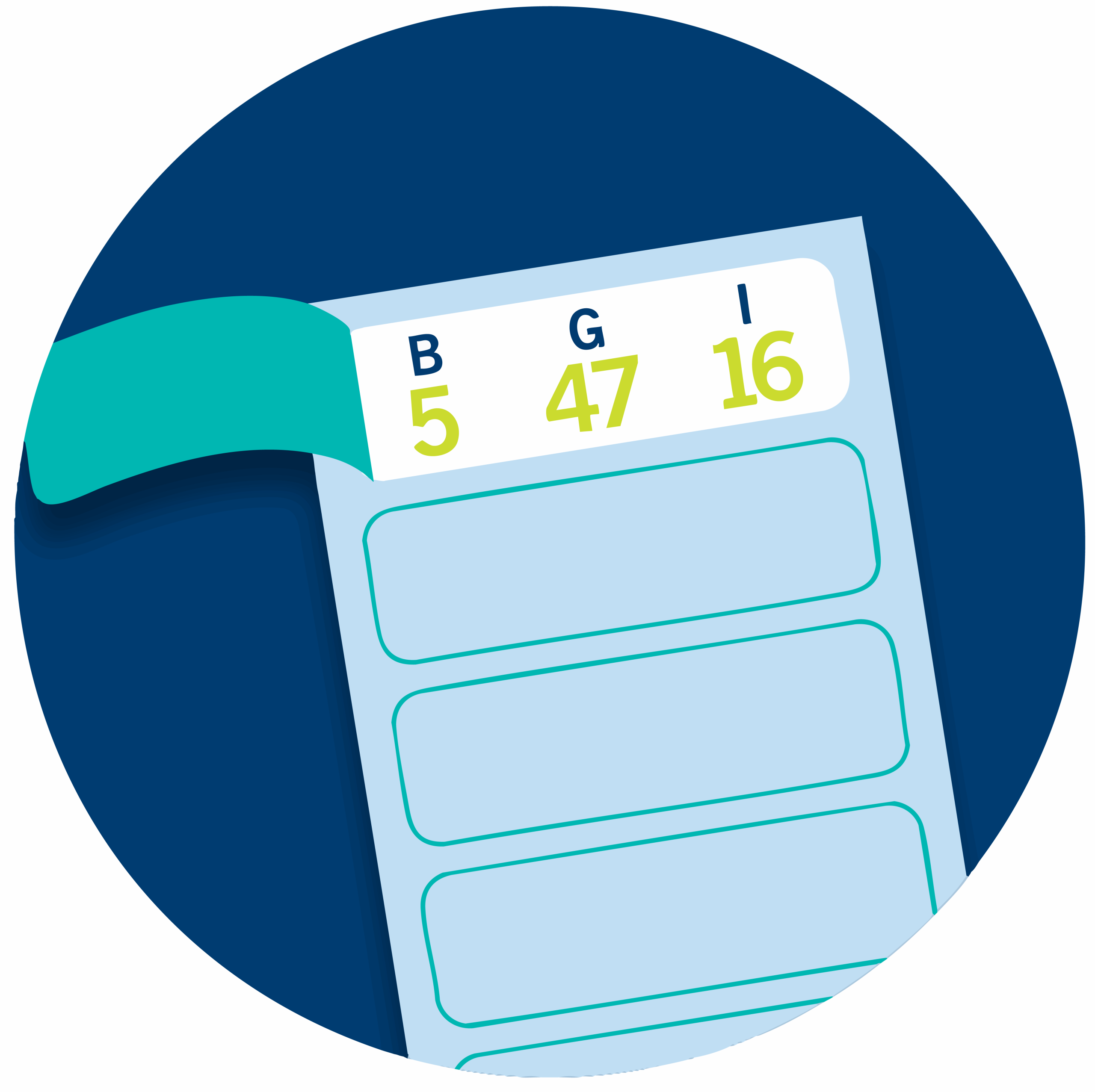 La première languetted’un billet est ouverte et affiche la série de numéros de bingo suivante: B5, G47, I16.