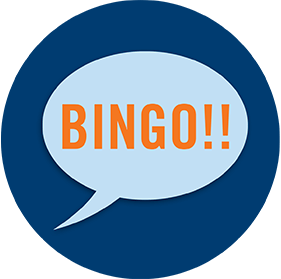 Le mot « Bingo!! » apparaît dans une bulle de dialogue.