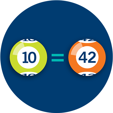 A number 10 lottery ball and a number 42 lottery ball, with an equal symbol between