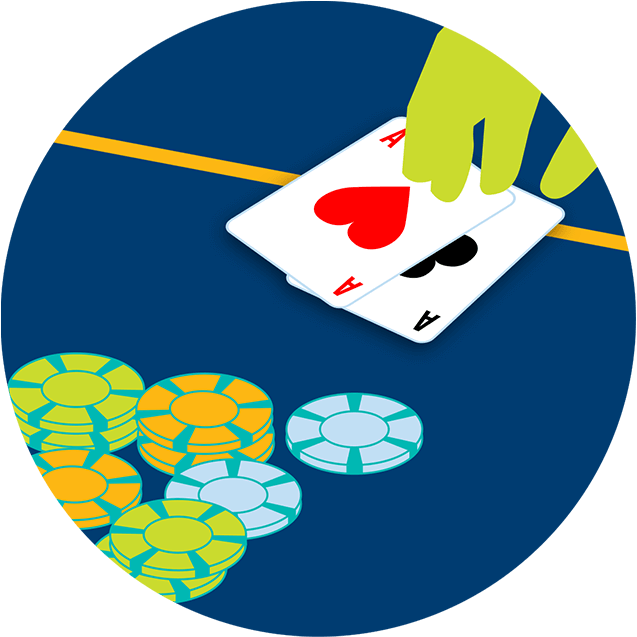 A hand is seen displaying a pair of aces.