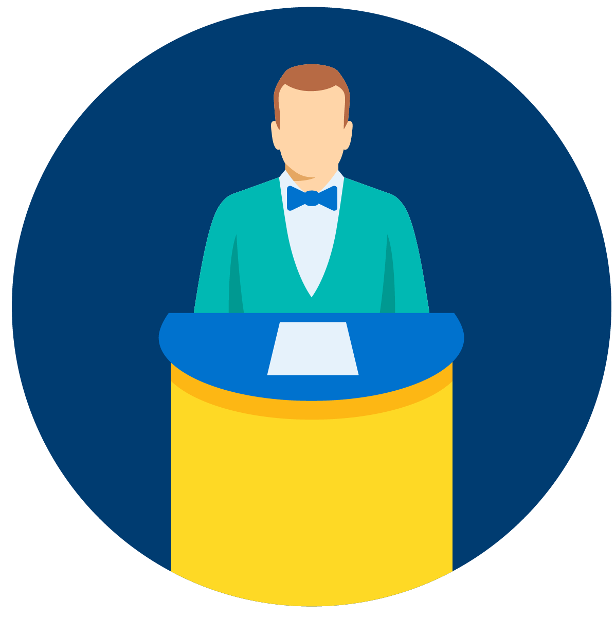 A man stands behind a podium.