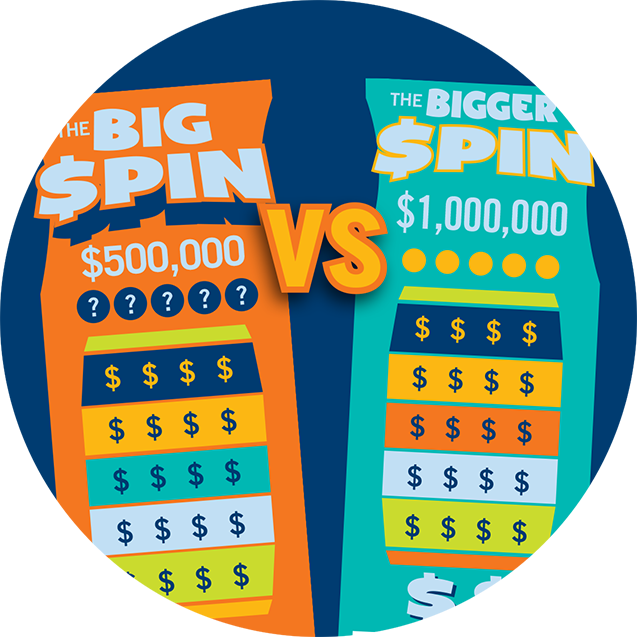 Big Spin and Bigger Spin tickets overlap each other with the words ‘VS.’ in the middle.