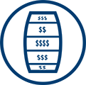 A wheel is shown with various levels of prize ranges represented in dollar signs.