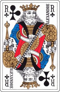A French King of Clubs with “Alexandre” on it.