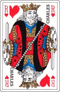 A French King of Hearts with “Charles” on it.