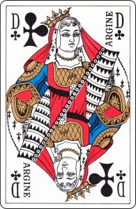 A French Queen of Clubs with “Argine” on it.