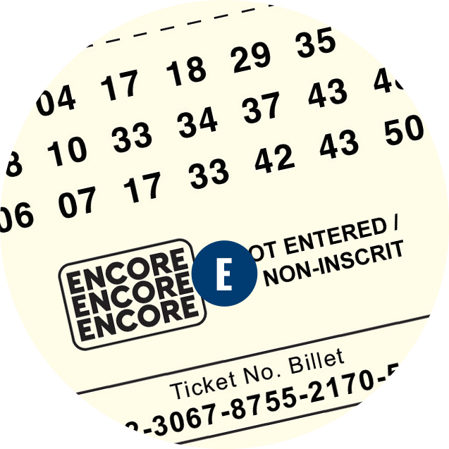 A LOTTO MAX ticket. E is over the Encore number.