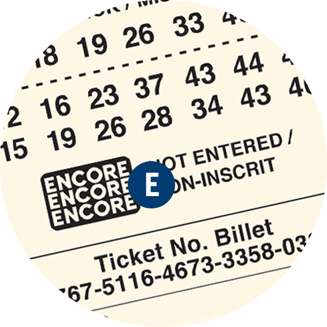 A LOTTO MAX ticket. E is over the Encore number.