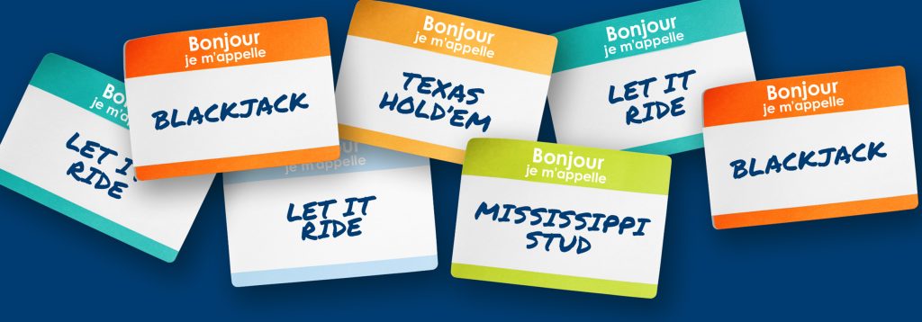 Name tags with casino game names