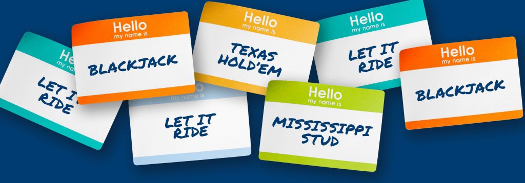 Name tags with casino game names