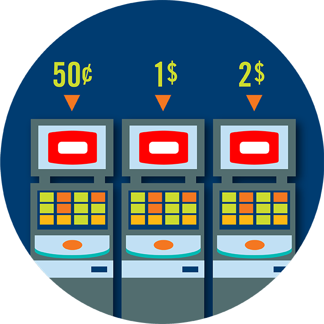 Trois machines TapTix; au-dessus de chacune, il y a un montant en argent: 0,50 $, 1 $ et 2 $.