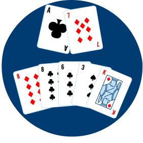 Seven cards are separated into two and five. Two cards on the front and five on the rear.