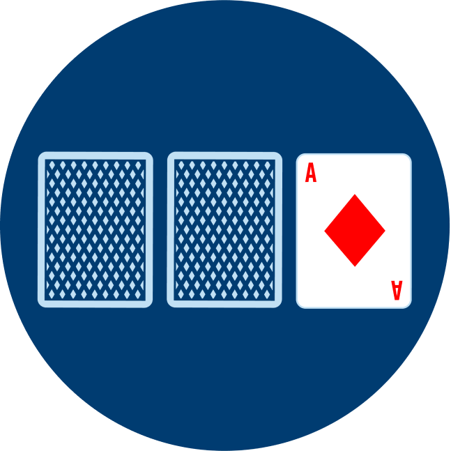 Two cards face down are shown, beside is an Ace of Diamonds.