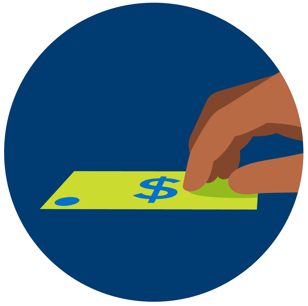 A hand holds a dollar bill.