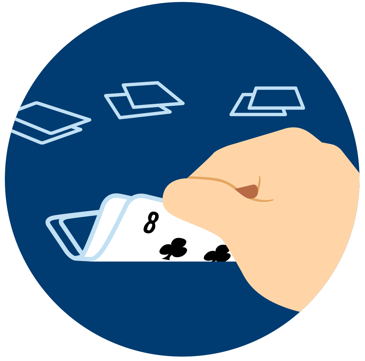 A hand peels two cards up to reveal a pair of Aces.