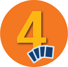 Le chiffre « 4 » est affiché avec quatre cartes.