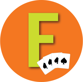 A letter “F” is shown with four cards all with spades on them.