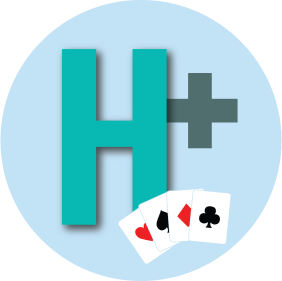 字母H和一个加号的前面有花色不同的四张牌