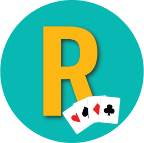 A letter “R” is shown with a card from every suit.