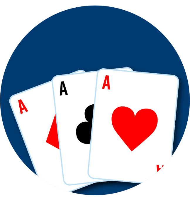 A three of a kind is shown: an Ace of Diamonds, an Ace of Clubs and an Ace of Hearts.