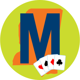 A letter “M” with a map of Mississippi in the background is shown with four cards, each from a different suit.