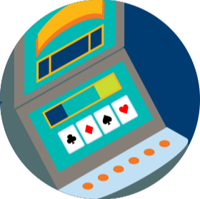 一个电子扑克终端机的屏幕上显示有四张花色不同的牌。