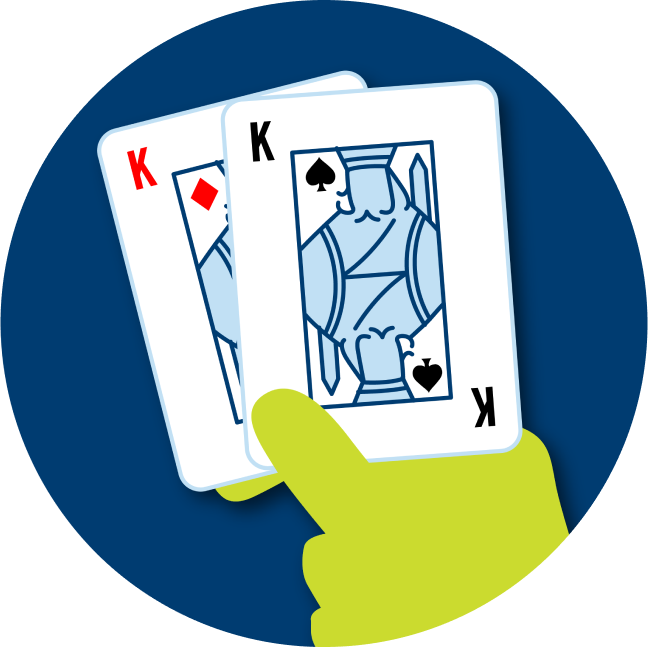 A pair of cards is shown: a King of Diamonds and a King of Spades.