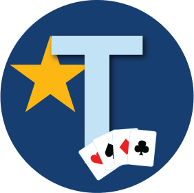 A letter “T” is shown with a star behind it and four cards, each from a different suit.