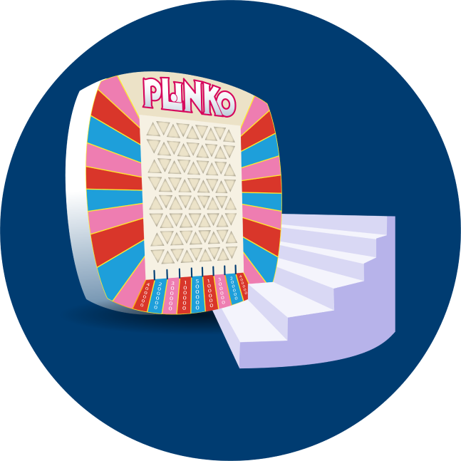 A real PLINKO board is shown where players will drop a chip if they qualify.