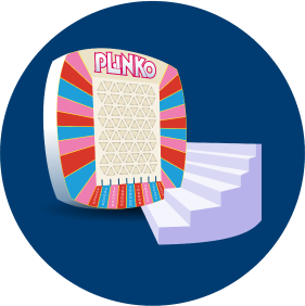 A real PLINKO board is shown where players will drop a chip if they qualify.