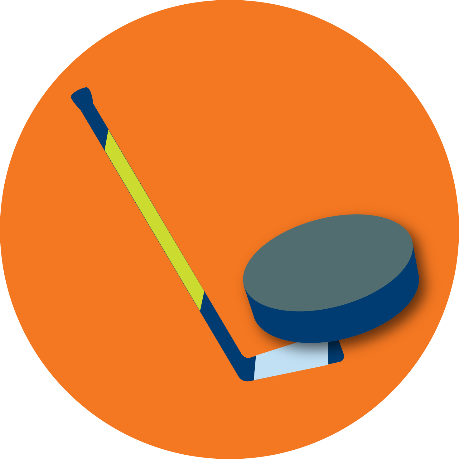 A hockey stick and puck.